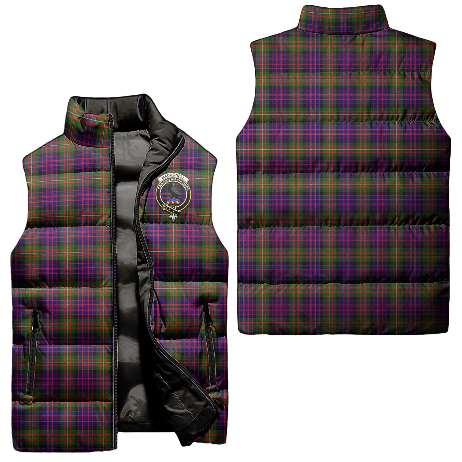 MacDonell of Glengarry Modern Tartan Sleeveless Puffer Jacket with Family Crest Unisex - Tartanvibesclothing