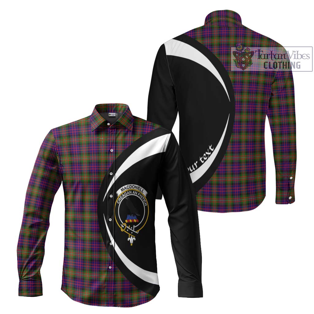 MacDonell of Glengarry Modern Tartan Long Sleeve Button Up with Family Crest Circle Style Men's Shirt S - Tartan Vibes Clothing