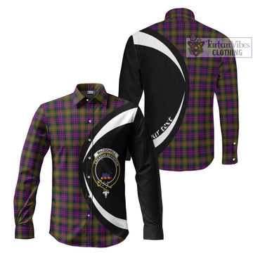 MacDonell of Glengarry Modern Tartan Long Sleeve Button Up with Family Crest Circle Style