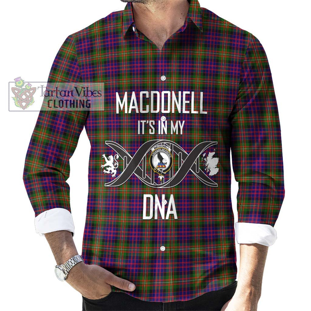 MacDonell of Glengarry Modern Tartan Long Sleeve Button Shirt with Family Crest DNA In Me Style Men's Shirt S - Tartanvibesclothing Shop