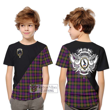 MacDonell of Glengarry Modern Tartan Kid T-Shirt with Family Crest and Military Logo Style