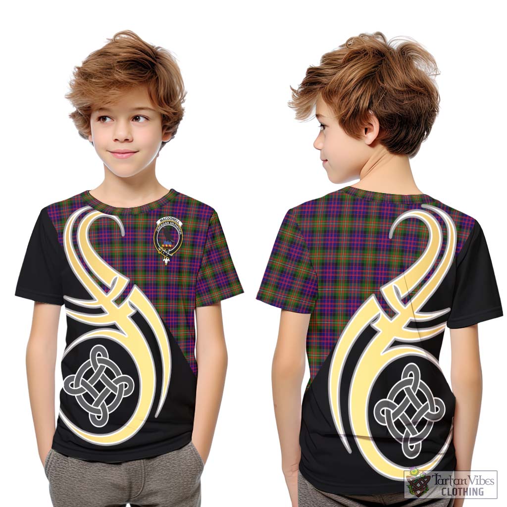 MacDonell of Glengarry Modern Tartan Kid T-Shirt with Family Crest and Celtic Symbol Style Youth XL Size14 - Tartan Vibes Clothing