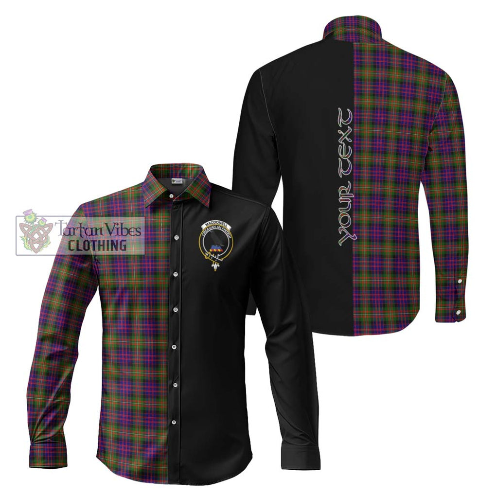 MacDonell of Glengarry Modern Tartan Long Sleeve Button Shirt with Family Crest and Half Of Me Style Men's Shirt S - Tartanvibesclothing Shop