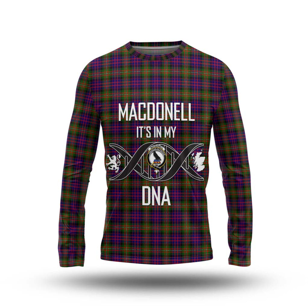 MacDonell of Glengarry Modern Tartan Long Sleeve T-Shirt with Family Crest DNA In Me Style Unisex - Tartanvibesclothing Shop