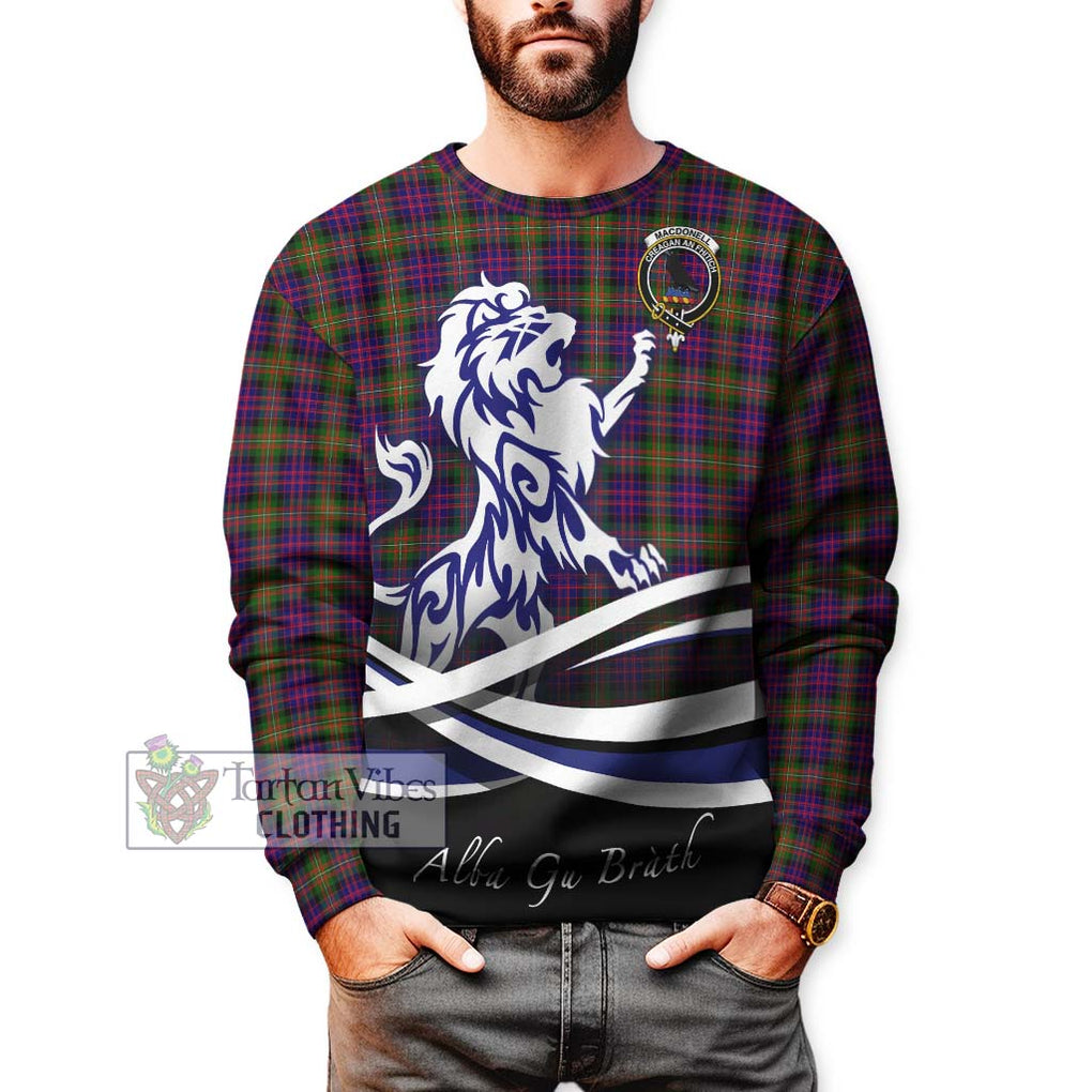 MacDonell of Glengarry Modern Tartan Sweatshirt with Alba Gu Brath Regal Lion Emblem Unisex - Tartanvibesclothing Shop