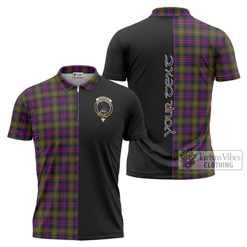 MacDonell of Glengarry Modern Tartan Zipper Polo Shirt with Family Crest and Half Of Me Style