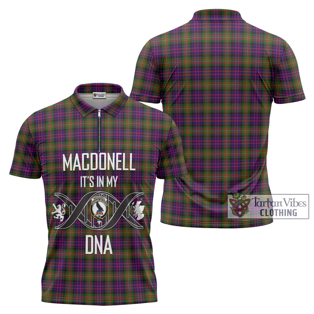 MacDonell of Glengarry Modern Tartan Zipper Polo Shirt with Family Crest DNA In Me Style Unisex - Tartanvibesclothing Shop