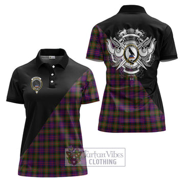 MacDonell of Glengarry Modern Tartan Women's Polo Shirt with Family Crest and Military Logo Style