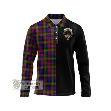 MacDonell of Glengarry Modern Tartan Long Sleeve Polo Shirt with Family Crest and Half Of Me Style