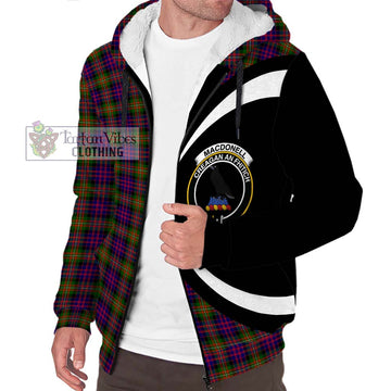 MacDonell of Glengarry Modern Tartan Sherpa Hoodie with Family Crest Circle Style