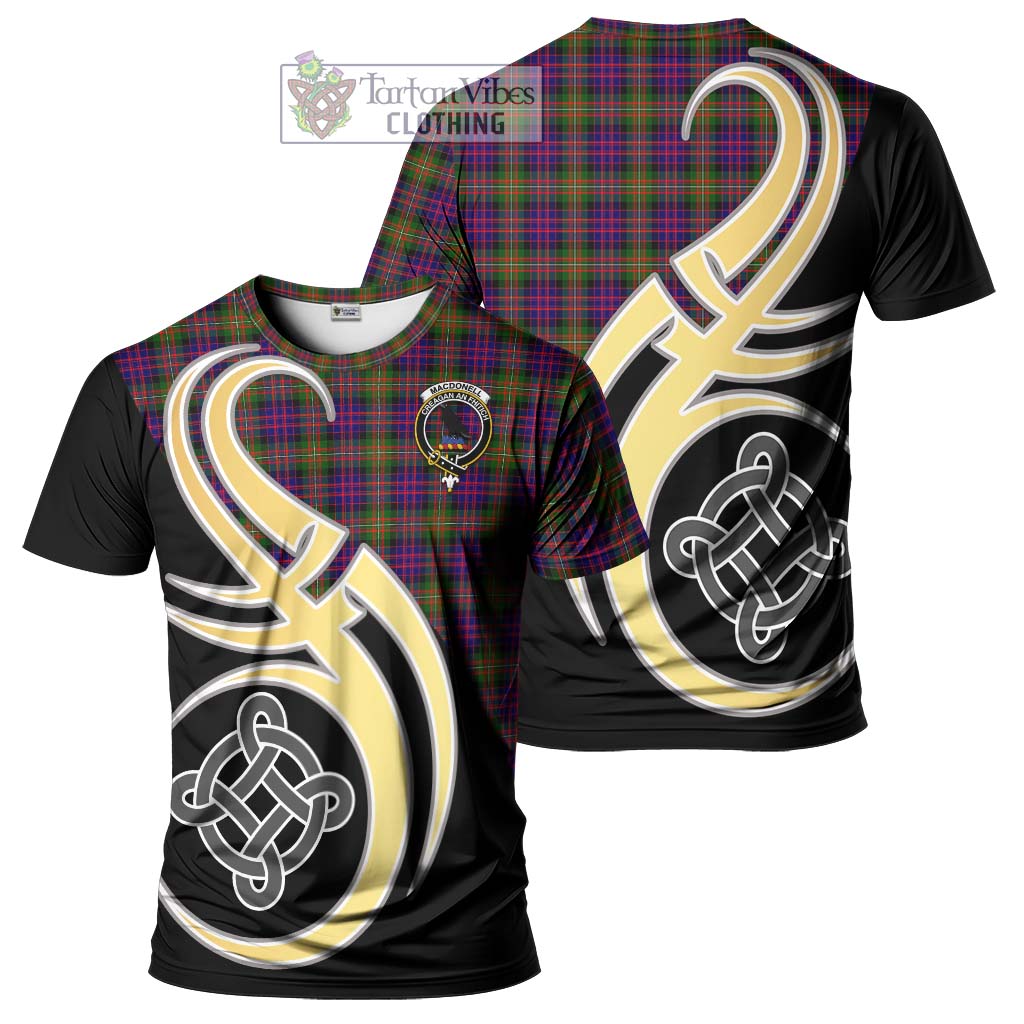 Tartan Vibes Clothing MacDonell of Glengarry Modern Tartan T-Shirt with Family Crest and Celtic Symbol Style