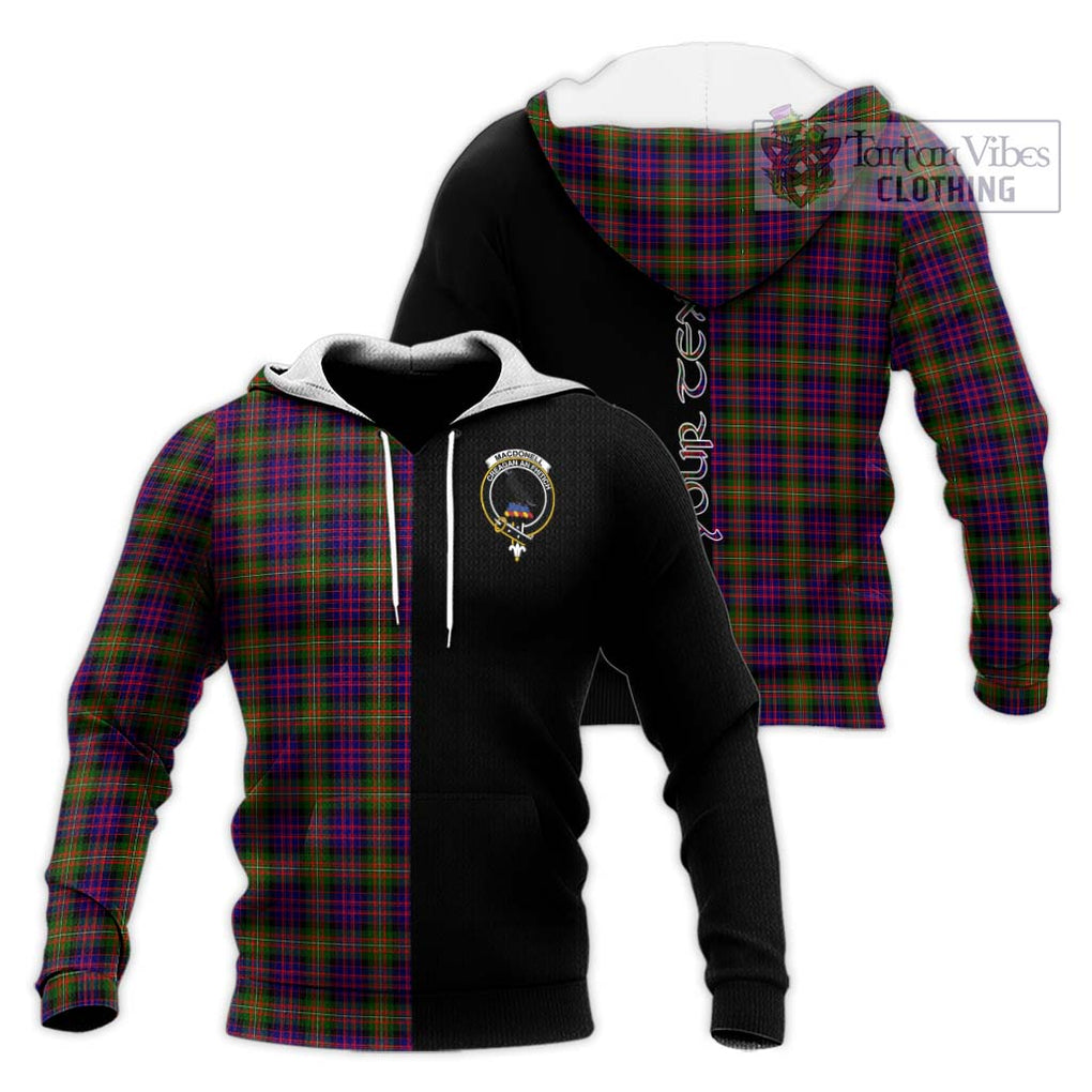 MacDonell of Glengarry Modern Tartan Knitted Hoodie with Family Crest and Half Of Me Style Unisex Knitted Pullover Hoodie - Tartanvibesclothing Shop