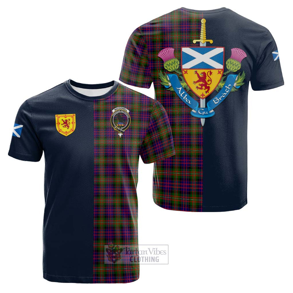 Tartan Vibes Clothing MacDonell of Glengarry Modern Tartan Cotton T-shirt with Scottish Lion Royal Arm Half Style