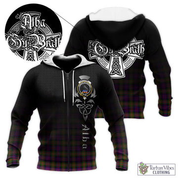 MacDonell of Glengarry Modern Tartan Knitted Hoodie Featuring Alba Gu Brath Family Crest Celtic Inspired