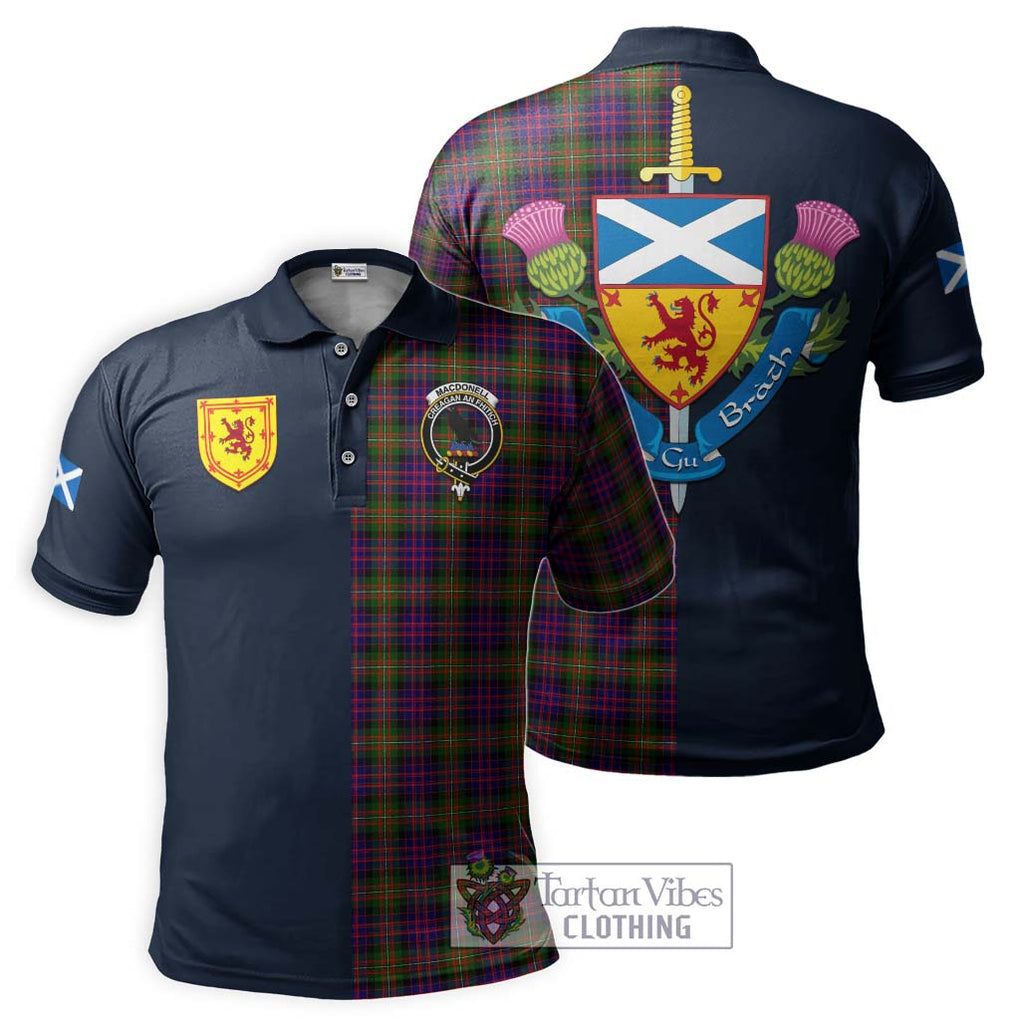 Tartan Vibes Clothing MacDonell of Glengarry Modern Tartan Polo Shirt with Scottish Lion Royal Arm Half Style