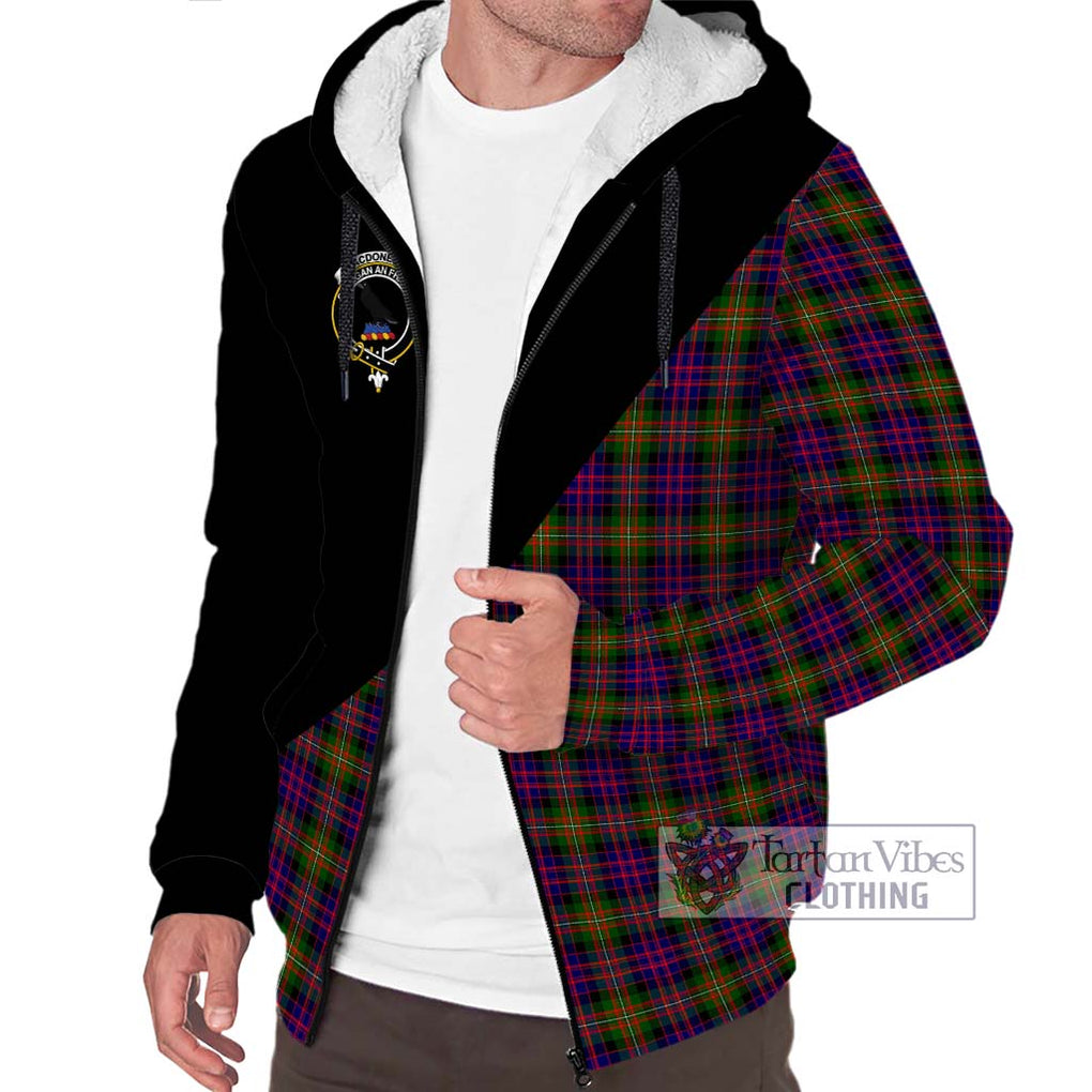 MacDonell of Glengarry Modern Tartan Sherpa Hoodie with Family Crest and Military Logo Style Unisex S - Tartanvibesclothing Shop