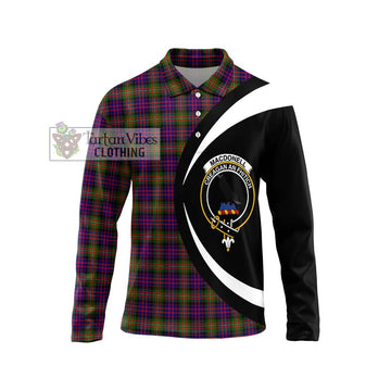 MacDonell of Glengarry Modern Tartan Long Sleeve Polo Shirt with Family Crest Circle Style