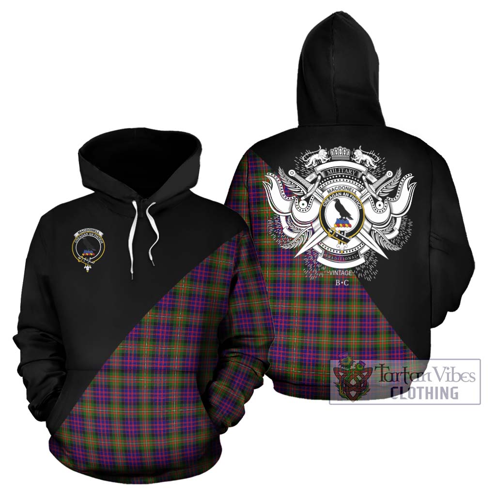 Tartan Vibes Clothing MacDonell of Glengarry Modern Tartan Hoodie with Family Crest and Military Logo Style