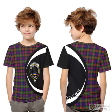 MacDonell of Glengarry Modern Tartan Kid T-Shirt with Family Crest Circle Style