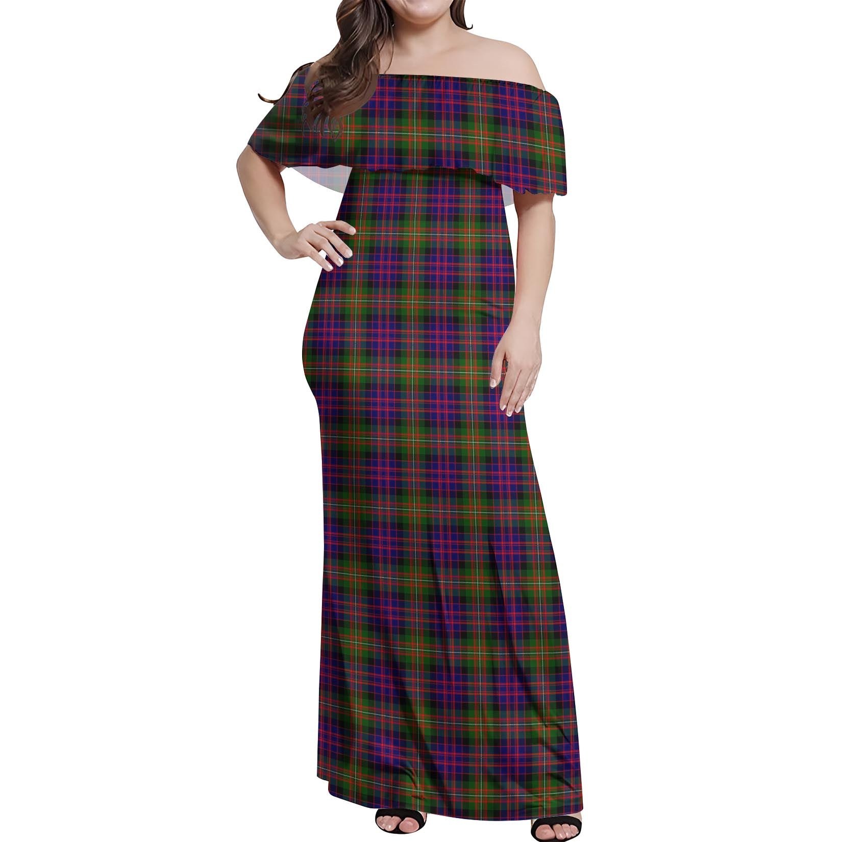 MacDonell of Glengarry Modern Tartan Off Shoulder Long Dress Women's Dress - Tartanvibesclothing