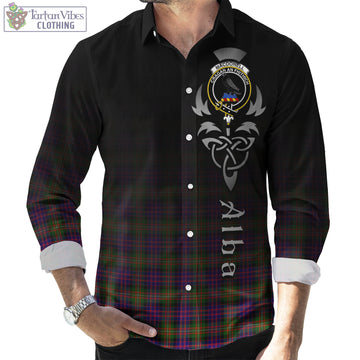 MacDonell of Glengarry Modern Tartan Long Sleeve Button Up Featuring Alba Gu Brath Family Crest Celtic Inspired