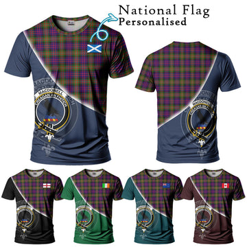 MacDonell of Glengarry Modern Tartan T-Shirt with Personalised National Flag and Family Crest Half Style