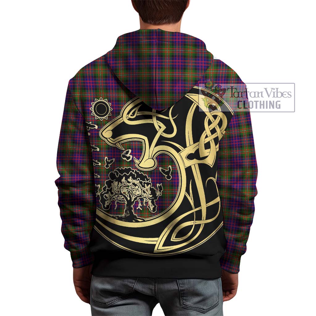 Tartan Vibes Clothing MacDonell of Glengarry Modern Tartan Hoodie with Family Crest Celtic Wolf Style