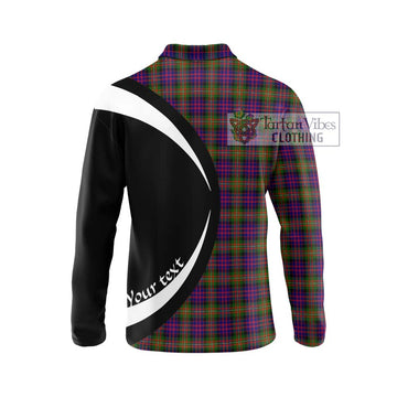 MacDonell of Glengarry Modern Tartan Long Sleeve Polo Shirt with Family Crest Circle Style