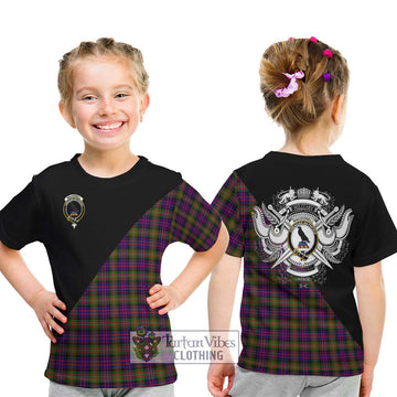 MacDonell of Glengarry Modern Tartan Kid T-Shirt with Family Crest and Military Logo Style