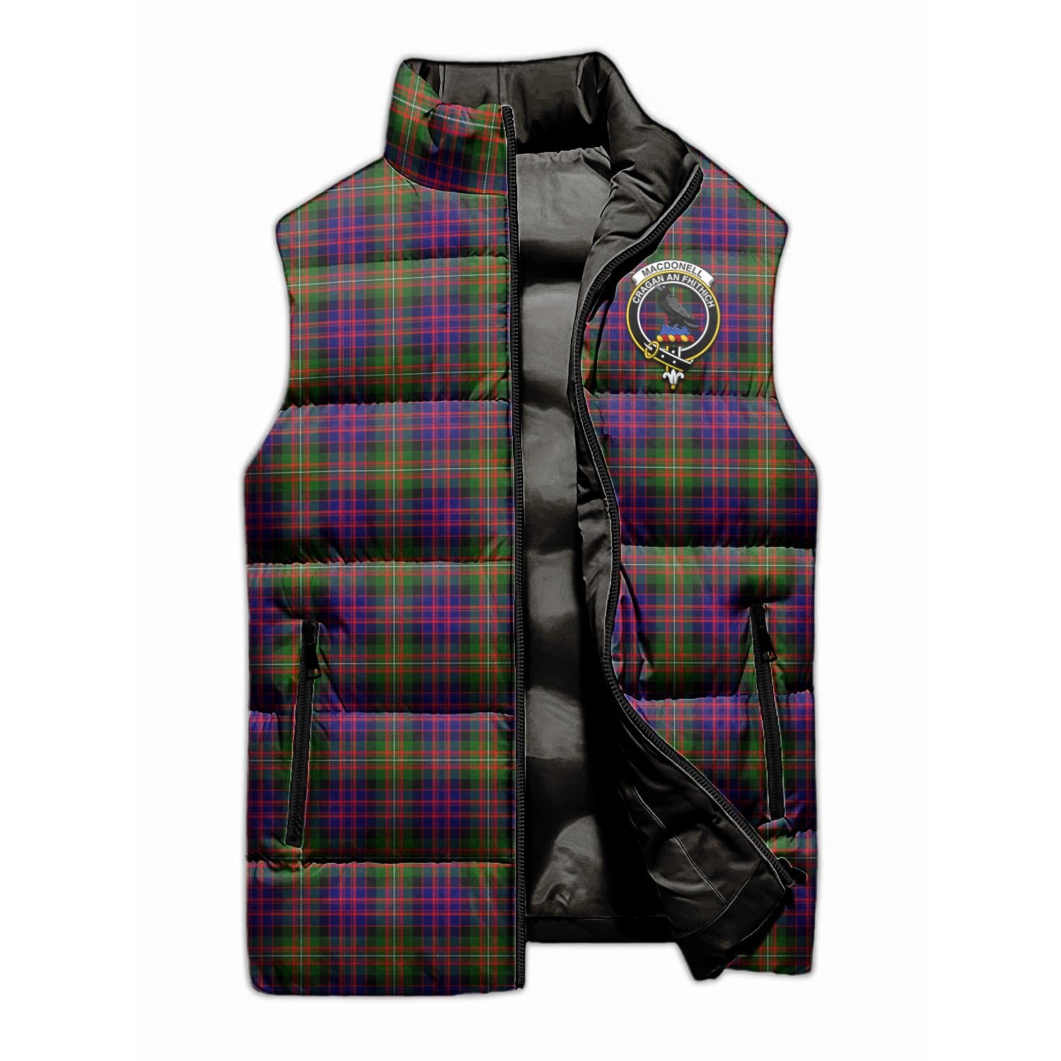 MacDonell of Glengarry Modern Tartan Sleeveless Puffer Jacket with Family Crest - Tartanvibesclothing