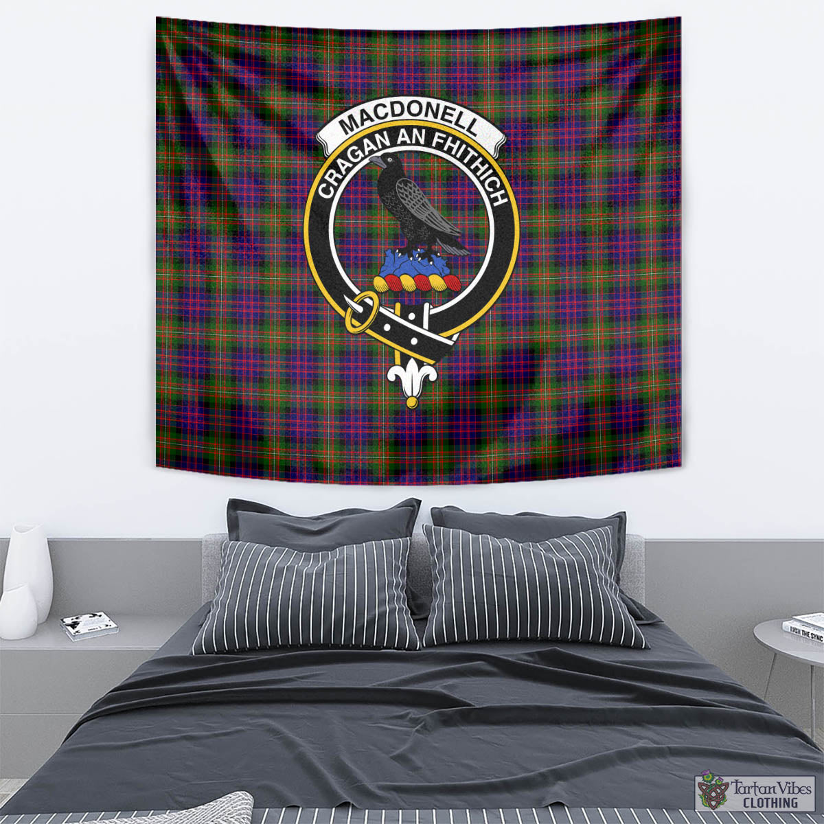 Tartan Vibes Clothing MacDonell of Glengarry Modern Tartan Tapestry Wall Hanging and Home Decor for Room with Family Crest