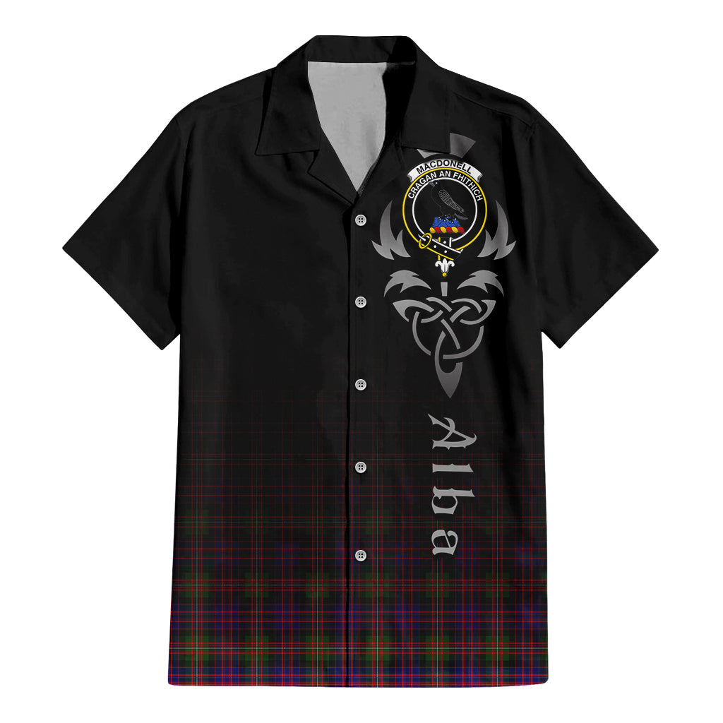 Tartan Vibes Clothing MacDonell of Glengarry Modern Tartan Short Sleeve Button Up Featuring Alba Gu Brath Family Crest Celtic Inspired