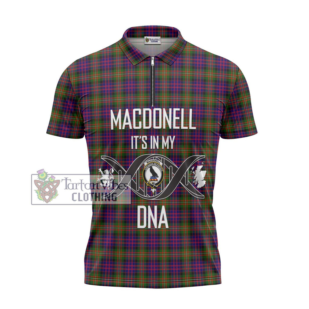 MacDonell of Glengarry Modern Tartan Zipper Polo Shirt with Family Crest DNA In Me Style - Tartanvibesclothing Shop