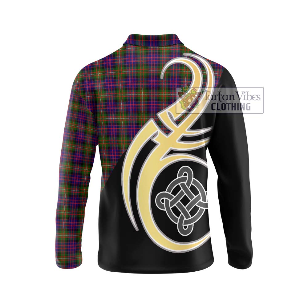 MacDonell of Glengarry Modern Tartan Long Sleeve Polo Shirt with Family Crest and Celtic Symbol Style - Tartan Vibes Clothing