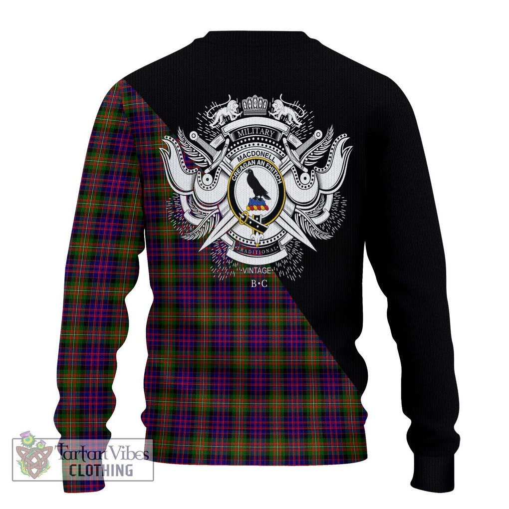 MacDonell of Glengarry Modern Tartan Knitted Sweater with Family Crest and Military Logo Style - Tartanvibesclothing Shop