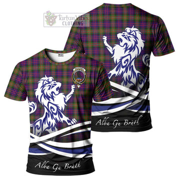 MacDonell of Glengarry Modern Tartan Cotton T-shirt with Alba Gu Brath Regal Lion Emblem