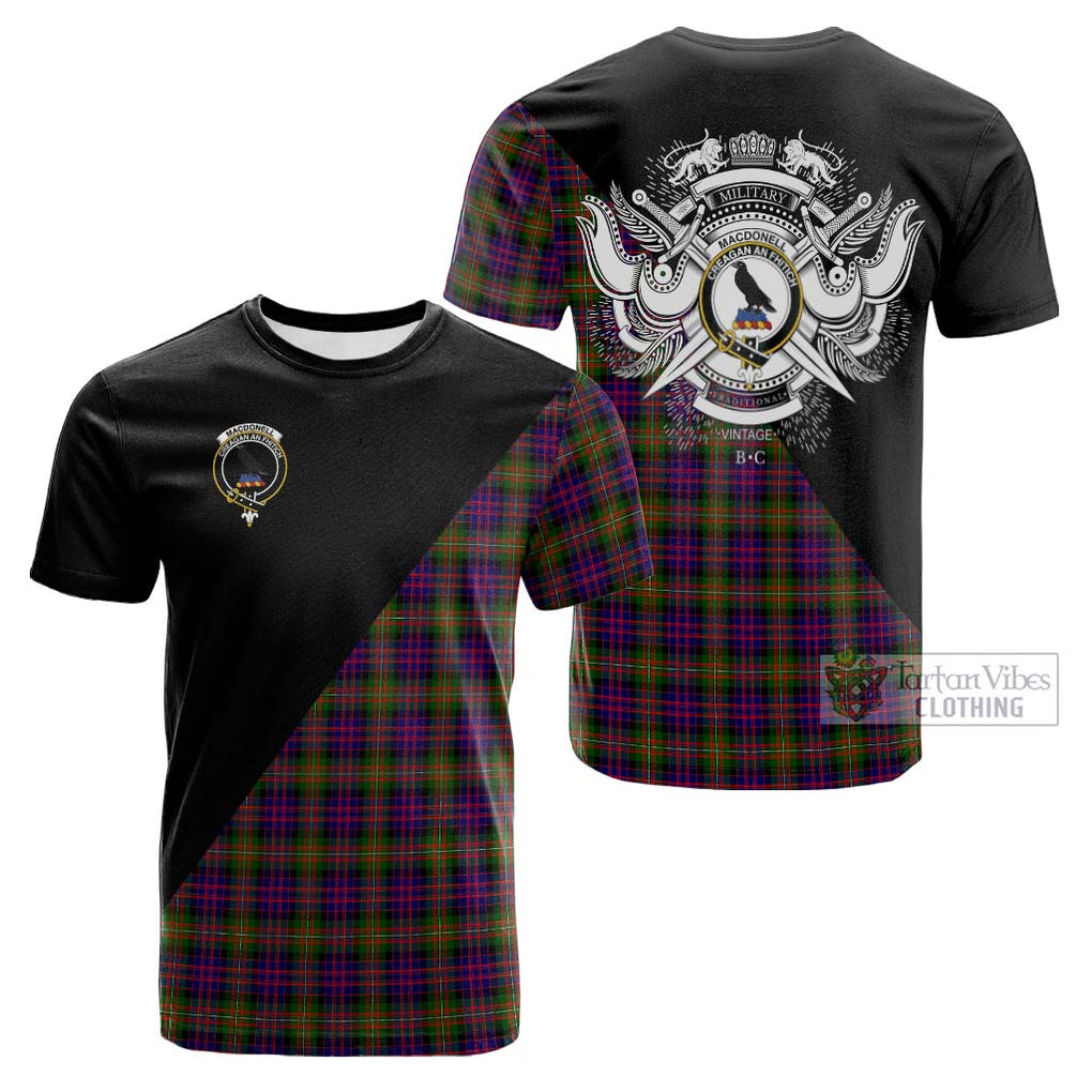 Tartan Vibes Clothing MacDonell of Glengarry Modern Tartan Cotton T-shirt with Family Crest and Military Logo Style