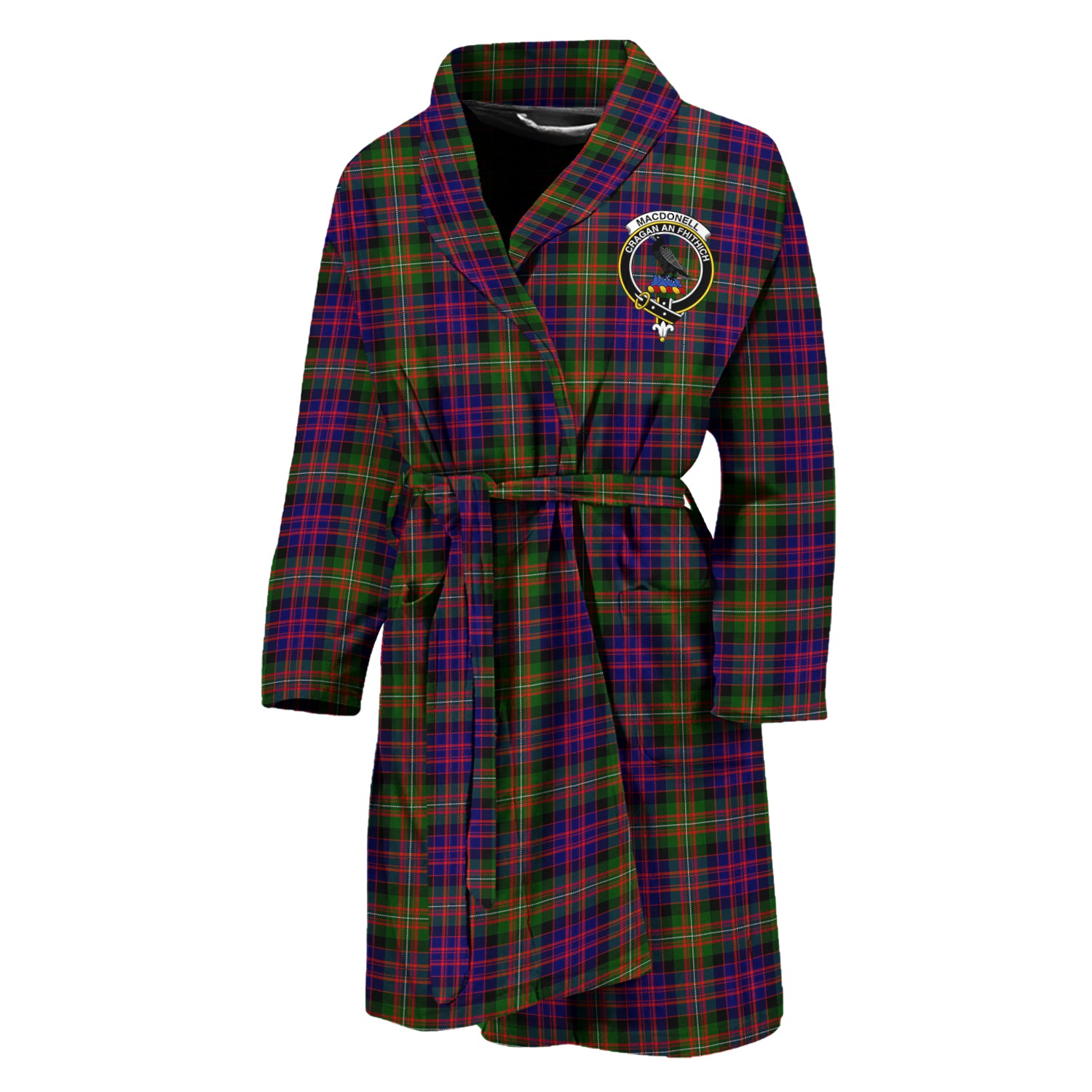 MacDonell of Glengarry Modern Tartan Bathrobe with Family Crest Unisex M - Tartan Vibes Clothing