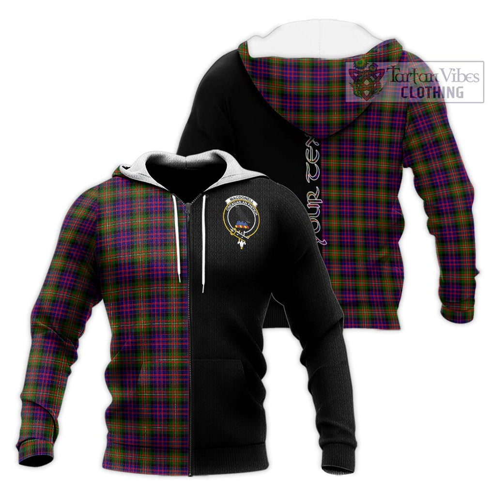 MacDonell of Glengarry Modern Tartan Knitted Hoodie with Family Crest and Half Of Me Style Unisex Knitted Zip Hoodie - Tartanvibesclothing Shop