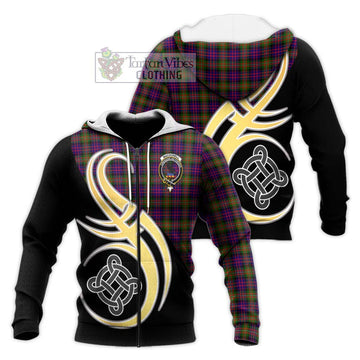 MacDonell of Glengarry Modern Tartan Knitted Hoodie with Family Crest and Celtic Symbol Style