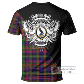 MacDonell of Glengarry Modern Tartan T-Shirt with Family Crest and Military Logo Style