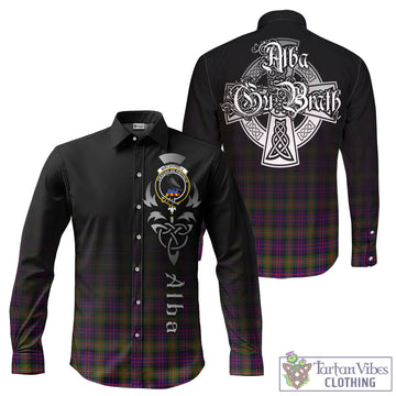 MacDonell of Glengarry Modern Tartan Long Sleeve Button Up Featuring Alba Gu Brath Family Crest Celtic Inspired