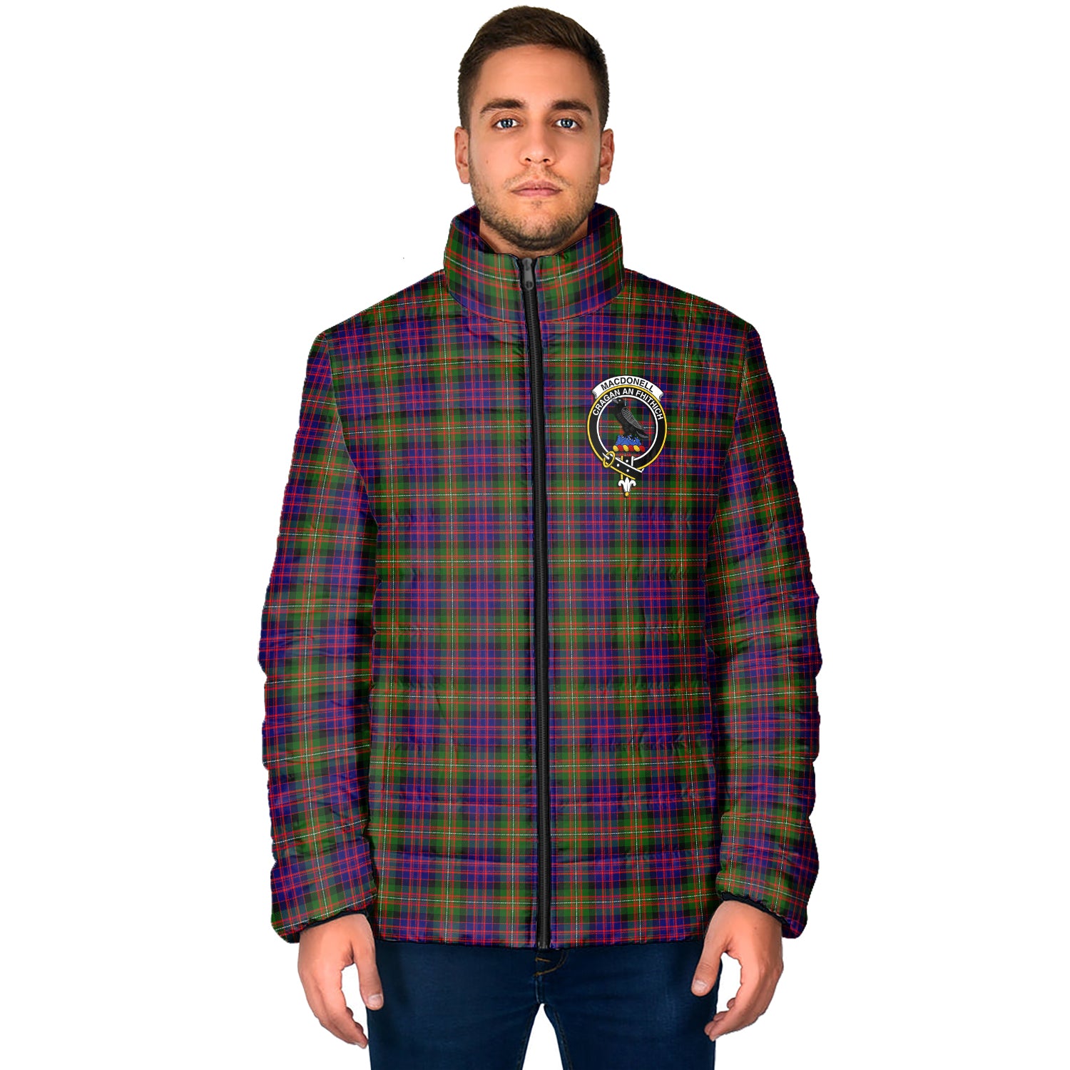 MacDonell of Glengarry Modern Tartan Padded Jacket with Family Crest - Tartan Vibes Clothing