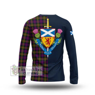 MacDonell of Glengarry Modern Tartan Long Sleeve T-Shirt Alba with Scottish Lion Royal Arm Half Style