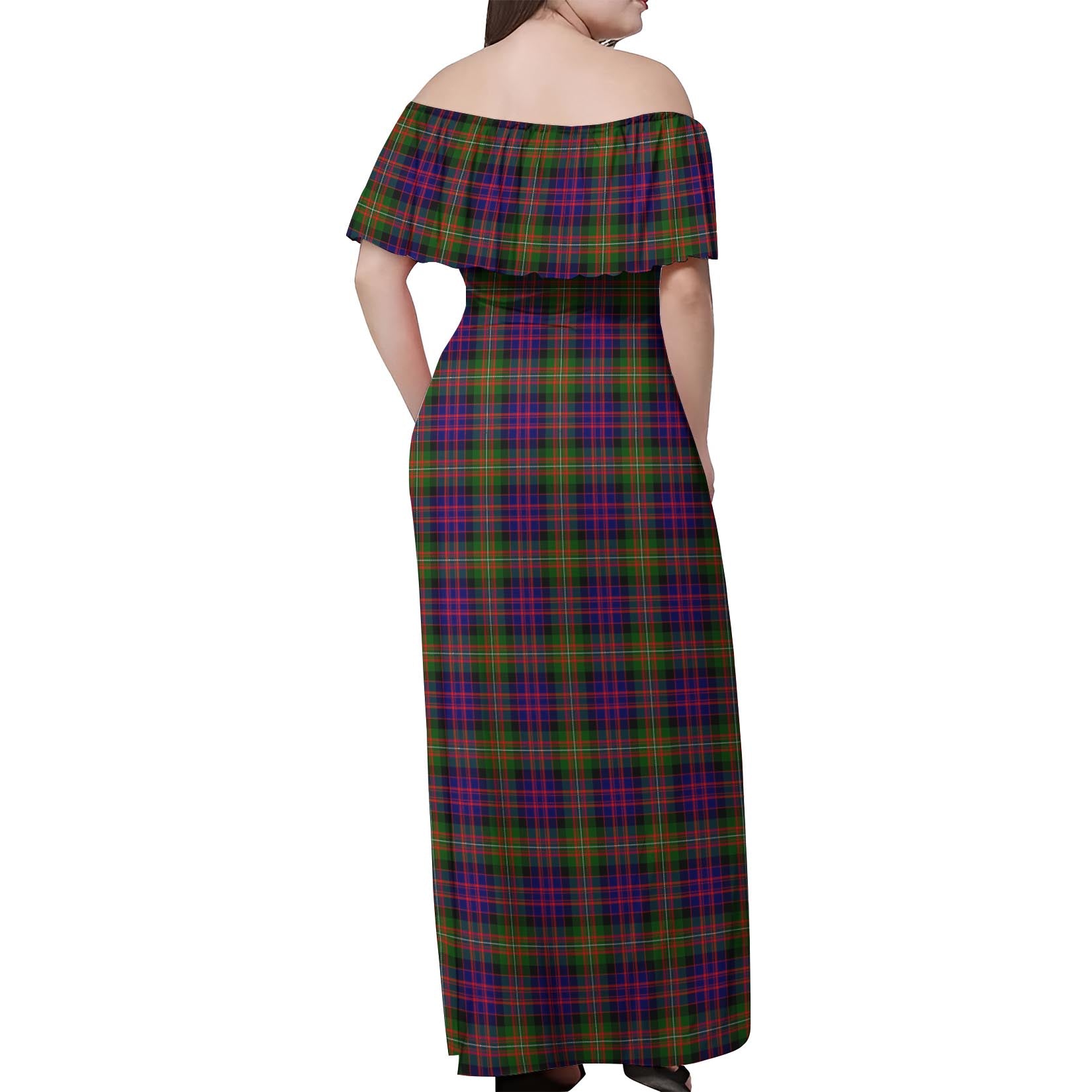 MacDonell of Glengarry Modern Tartan Off Shoulder Long Dress - Tartanvibesclothing