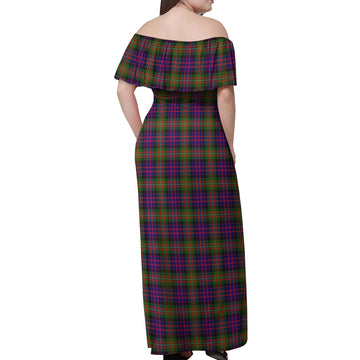 MacDonell of Glengarry Modern Tartan Off Shoulder Long Dress