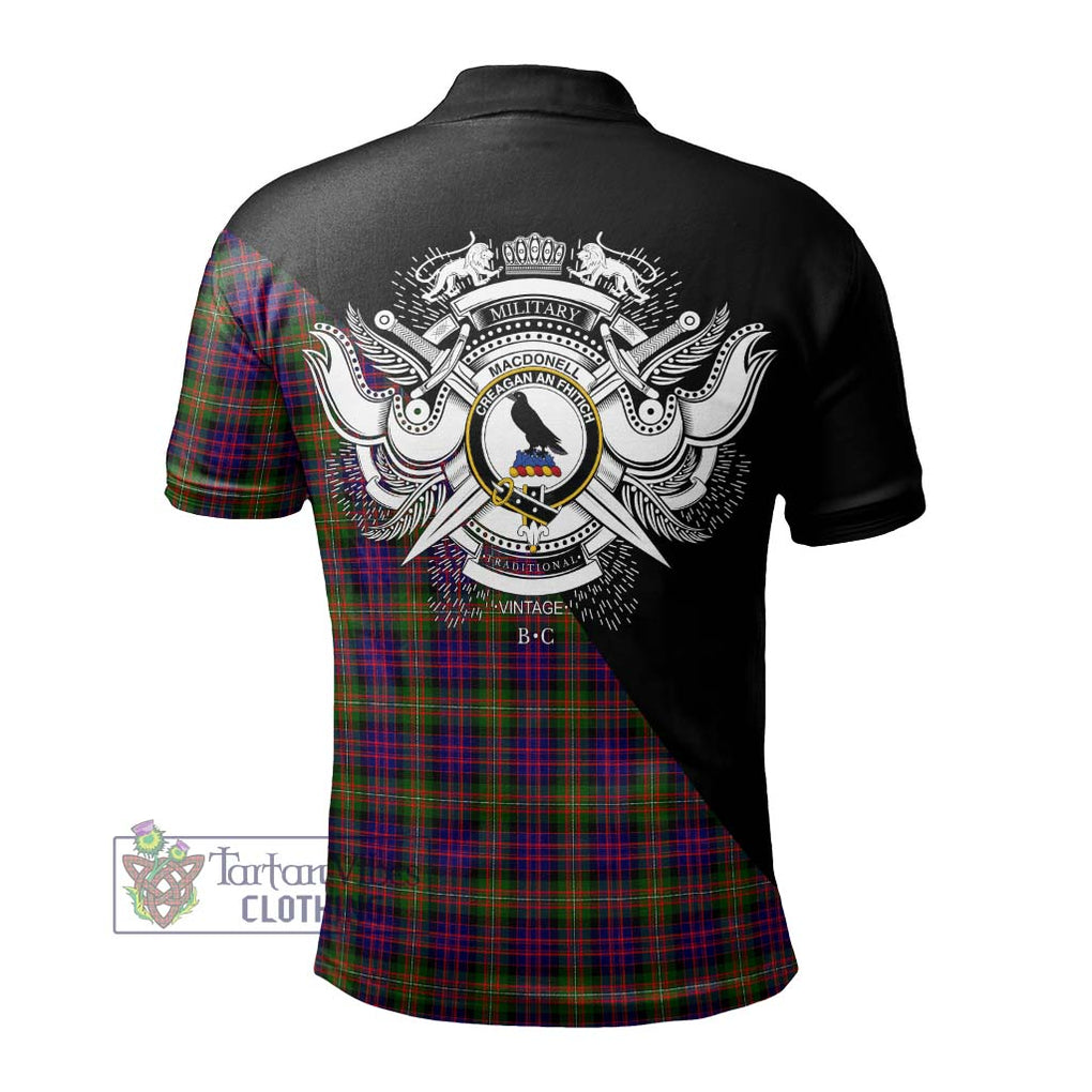 MacDonell of Glengarry Modern Tartan Polo Shirt with Family Crest and Military Logo Style - Tartanvibesclothing Shop