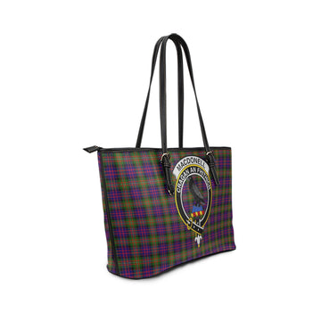 MacDonell of Glengarry Modern Tartan Leather Tote Bag with Family Crest