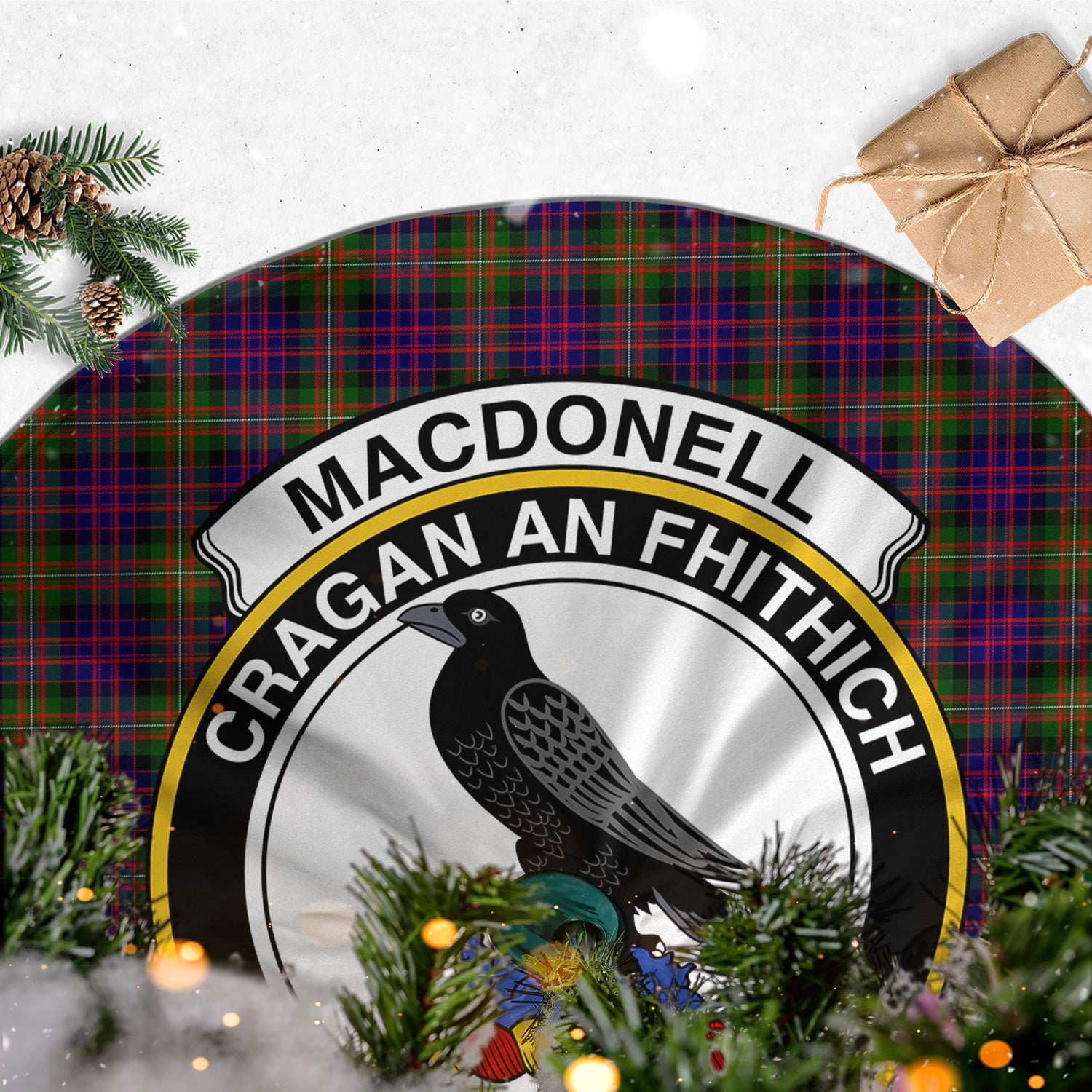 MacDonell of Glengarry Modern Tartan Christmas Tree Skirt with Family Crest - Tartanvibesclothing