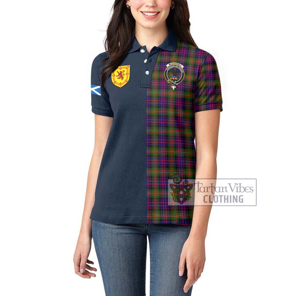 Tartan Vibes Clothing MacDonell of Glengarry Modern Tartan Women's Polo Shirt with Scottish Lion Royal Arm Half Style